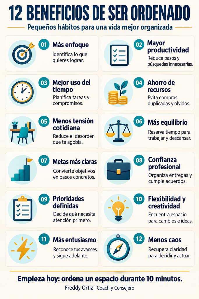 12 beneficios de ser ordenado y cómo aplicarlos en tu vida